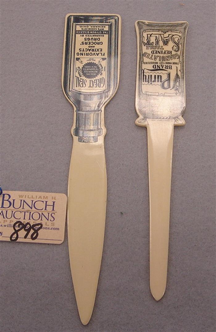 Appraisal: Lot of vintage advertising letter openers One featuring Purity Brand