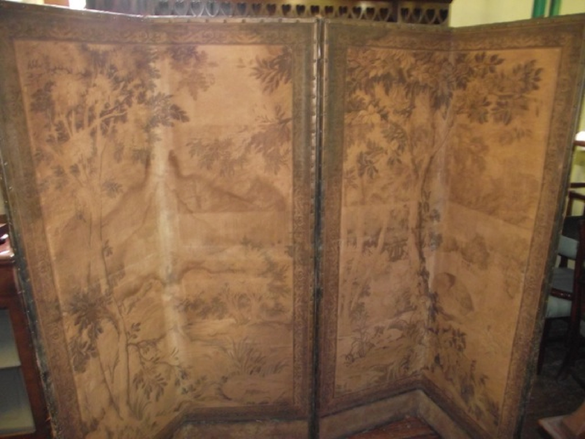 Appraisal: A th century four panel room divider of full height