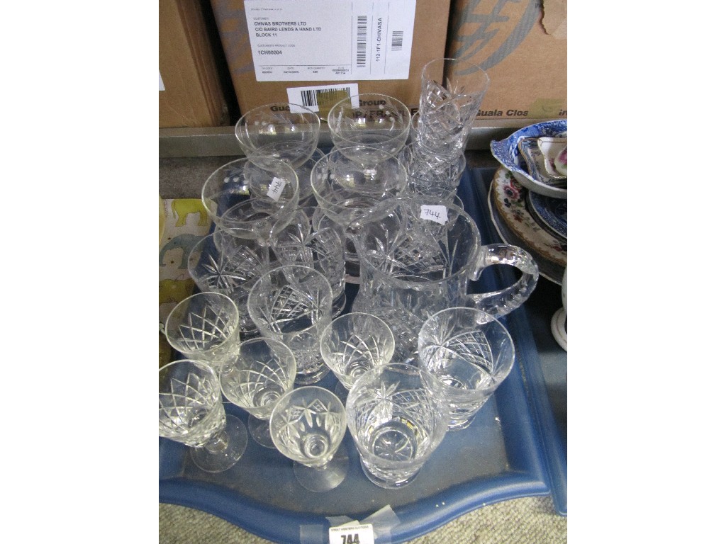 Appraisal: Tray of crystal glasses etc