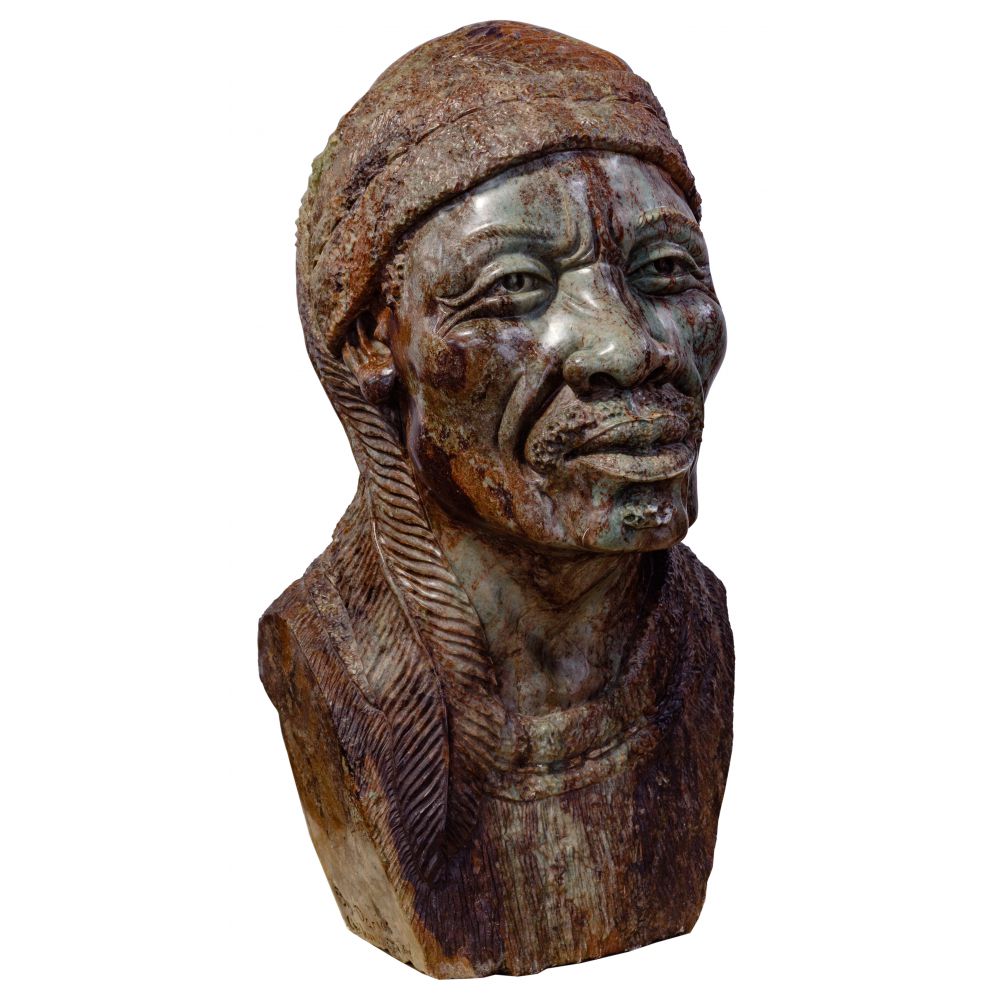 Appraisal: DARIOS CHIKUMBIRKE ZIMBABWEAN TH CENTURY CARVED STONE BUSTUndated signed below