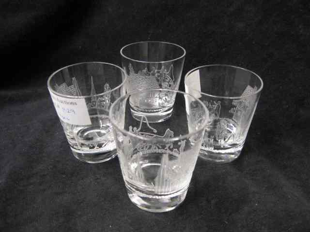 Appraisal: Heisey Glass ''Tally Ho'' Etched Bar Glasses shot glass size