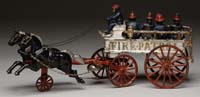 Appraisal: KENTON HORSE DRAWN FIRE PATROL Finely enameled wagon in white