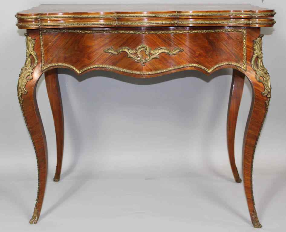 Appraisal: LOUIS XV XVI STYLE MARQUETRY MAHOGANY GAMES TABLE th century