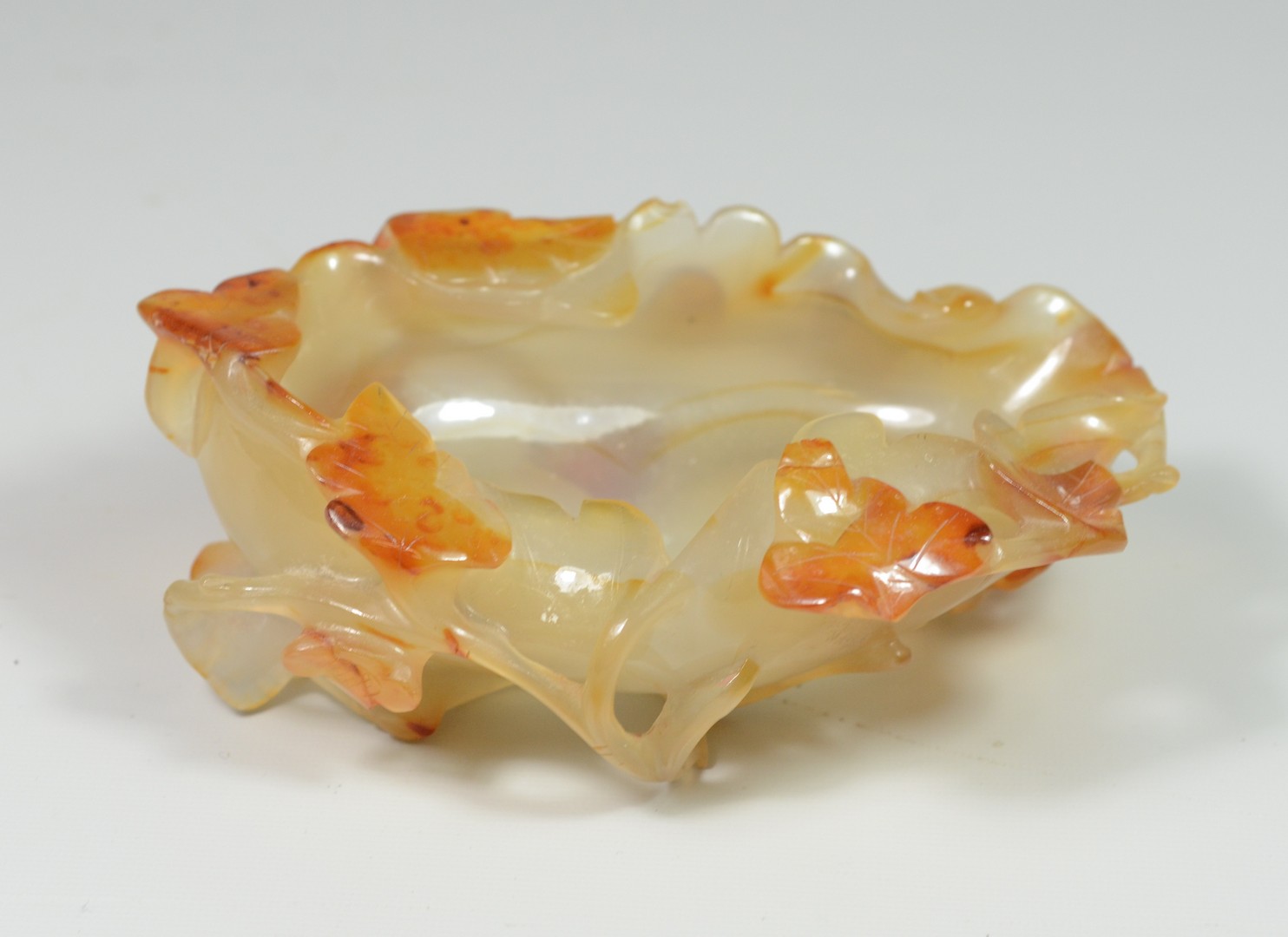 Appraisal: Chinese Carved Carnelian Brush Washer l