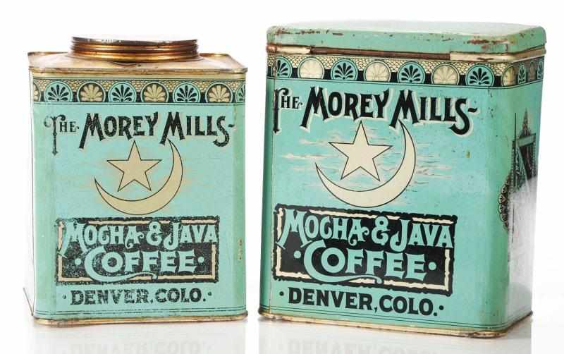 Appraisal: Lot of Coffee Tins Description Two very early -pound Morey