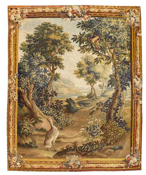 Appraisal: VERDURE TAPESTRY Louis XV Manufacture d'Aubusson circa Depicting a heron