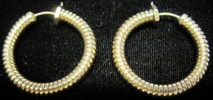 Appraisal: Yellow gold spiral hoop earrings D in dwt