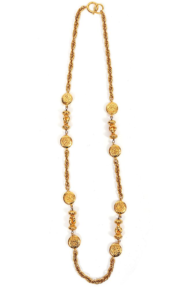 Appraisal: Chanel Gold Tone Chain Necklace CHANEL Charms Chanel Gold Chain