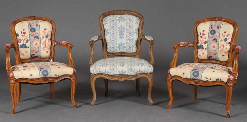 Appraisal: PAIR OF LOUIS XV CARVED BEECHWOOD FAUTEUILS EN CABRIOLET AND