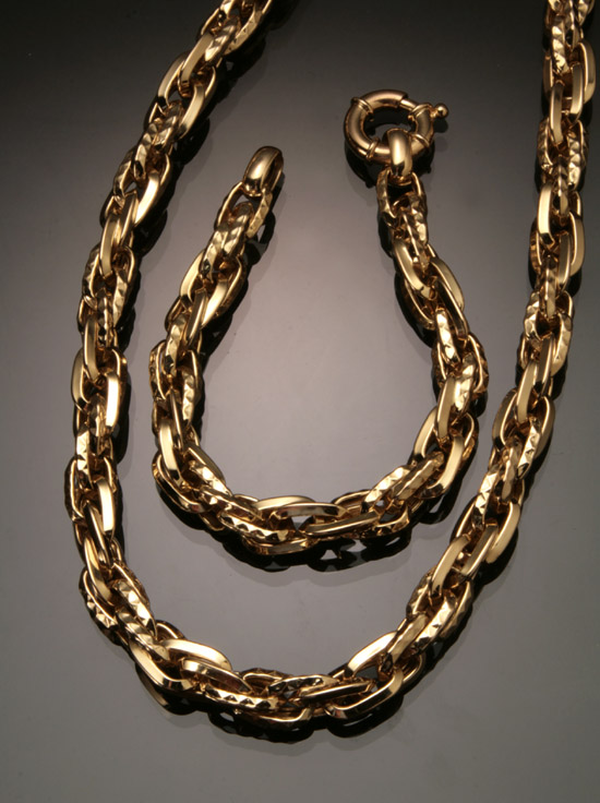 Appraisal: Italian Matinee Length -Karat Yellow-Gold Fancy-Link Necklace and Bracelet Set