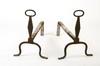 Appraisal: ANDIRONS - Pair of hand wrought iron th C andirons