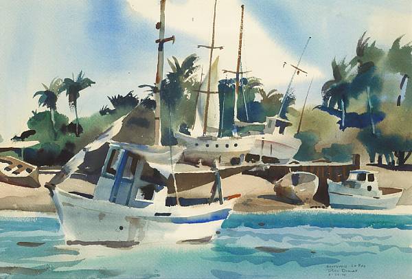 Appraisal: Rex Brandt American - Boatyard La Paz inscribed signed and