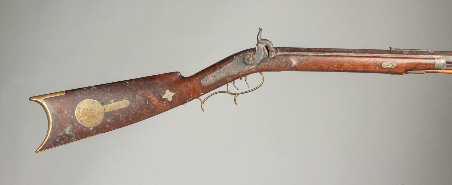 Appraisal: NY Percussion Hunting Rifle Early th cent Walnut with inlays