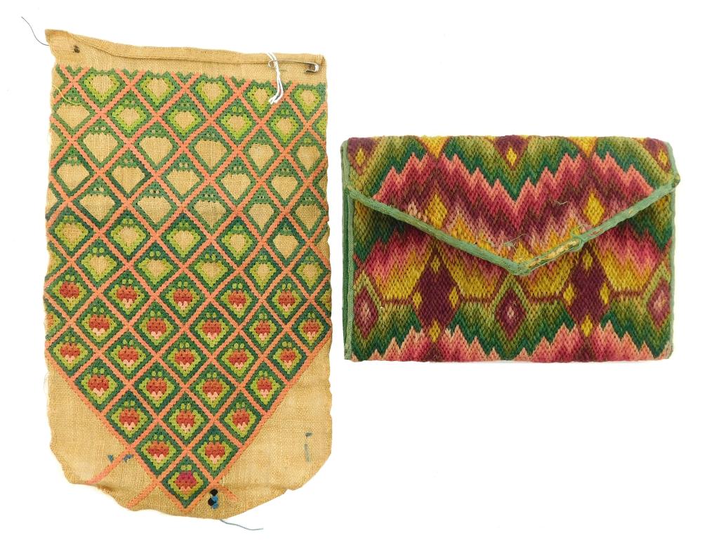 Appraisal: TEXTILES Two pieces The first a pocketbook Elizabeth Lewis worked