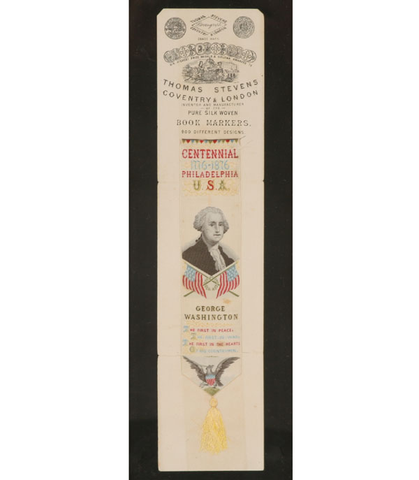 Appraisal: Two advertising Stevengraph woven silk ribbons bookmarks point of purchase