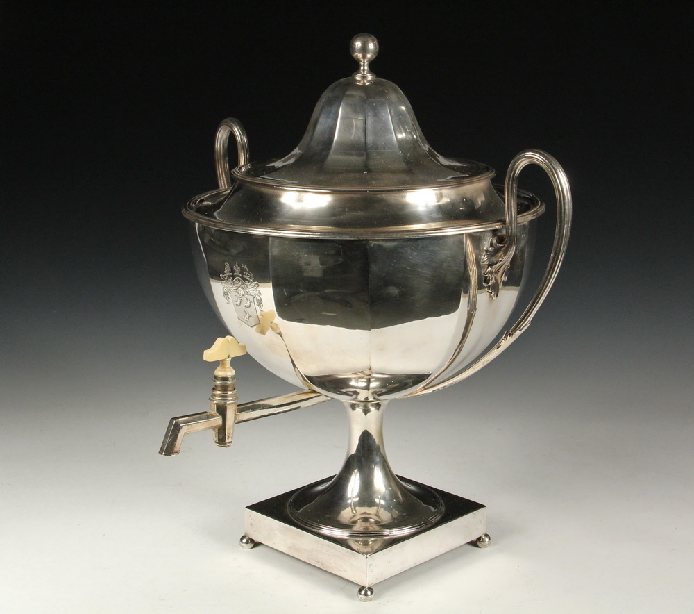 Appraisal: ENGLISH SILVER PLATE TEA URN - Elkington Co Georgian Style