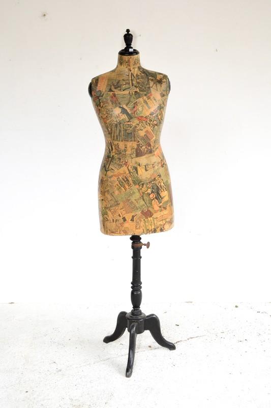 Appraisal: AN EARLY TWENTIETH CENTURY DRESSMAKERS MANNEQUIN COVERED IN VINTAGE FRENCH