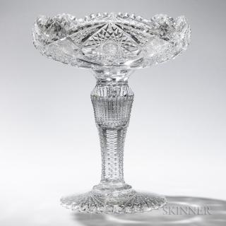 Appraisal: Brilliant-cut Glass Compote probably America early th century serpentine rim