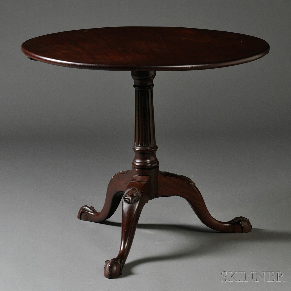 Appraisal: Chippendale Mahogany Tilt-top Tea Table coastal Massachusetts - the circular