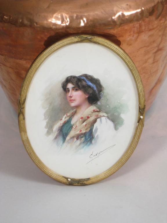 Appraisal: GRIERSON Portraits of Italian Beauties indistinctly signed watercolour oval x