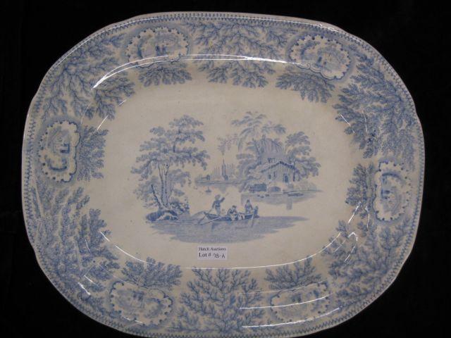 Appraisal: English Blue White Ironstone Platter scenic x