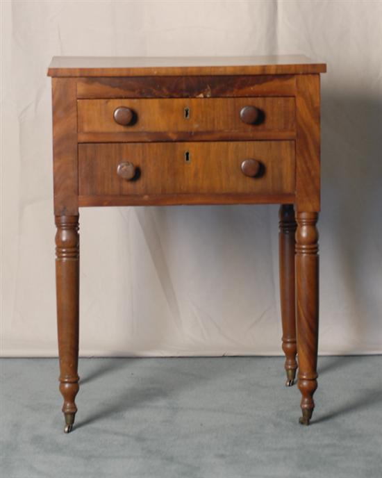 Appraisal: An E-M th C Two-drawer Work Table mahogany and mahogany