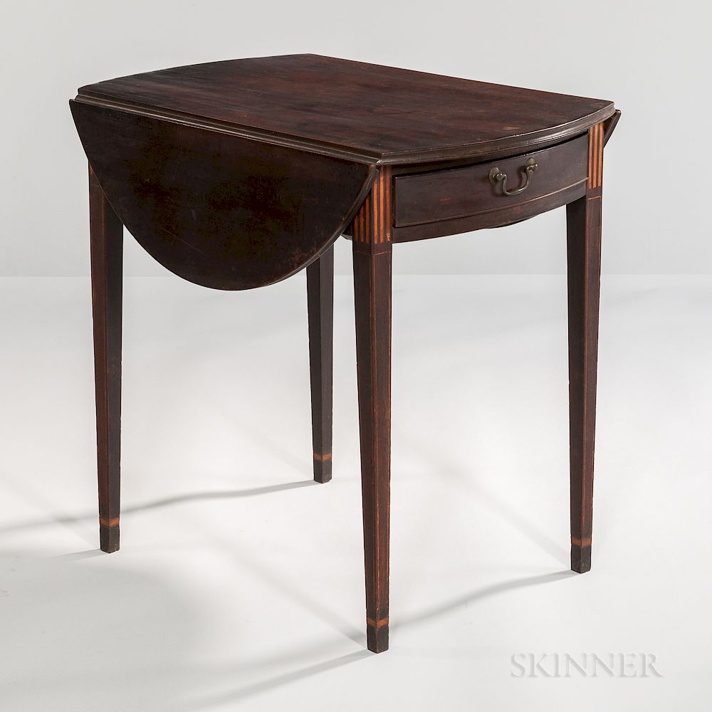 Appraisal: Inlaid Mahogany Oval-top Pembroke Table Inlaid Mahogany Oval-top Pembroke Table