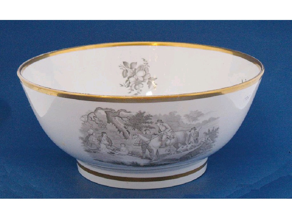 Appraisal: A LARGE SPODE BOWL transfer decorated en grisaille with figures