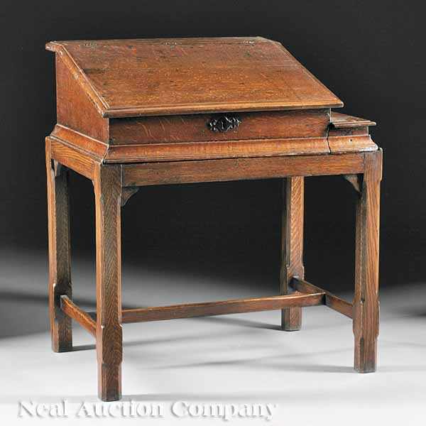 Appraisal: An Antique English Carved Oak Desk on Stand th c