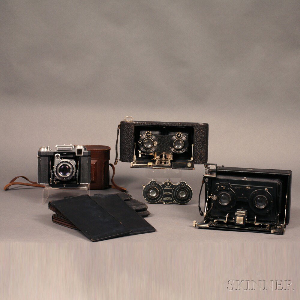 Appraisal: Zeiss Super Ikonta and Two Stereo Cameras Zeiss with mm