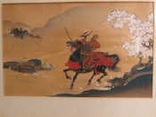 Appraisal: Fine Japanese silk painting 'Samurai mounted archer' Watercolour body colour