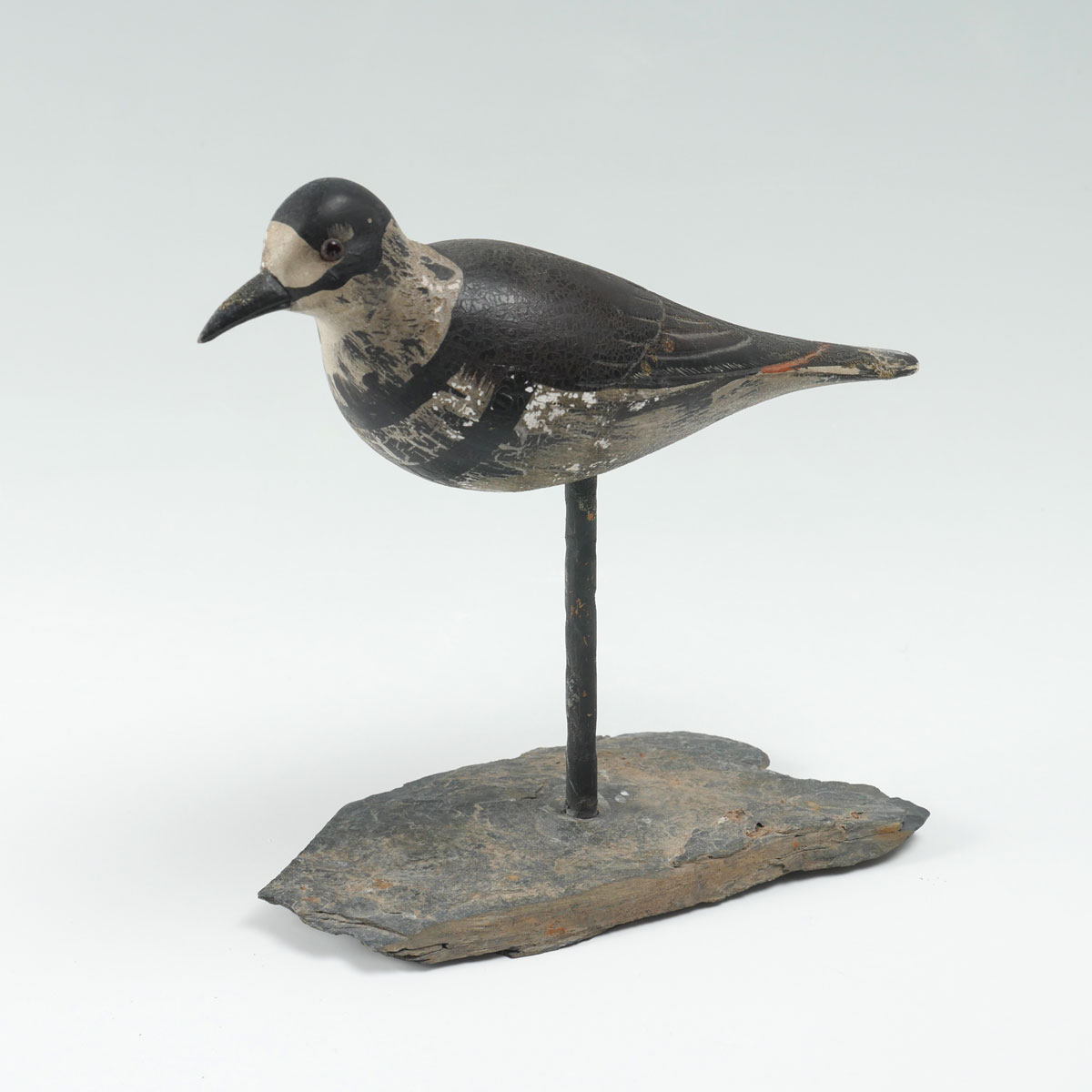 Appraisal: TH CENTURY SHOREBIRD DECOY th C carved painted shorebird decoy