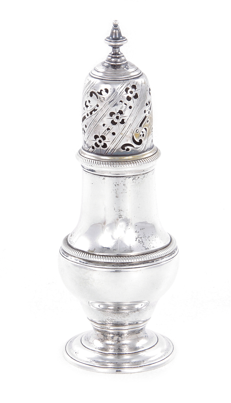 Appraisal: George II sterling silver sugar caster Jabez Daniel London dated