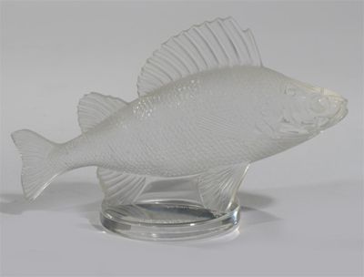 Appraisal: A modern Lalique frosted glass carp paperweight etched Lalique France