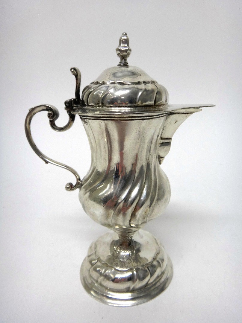 Appraisal: A German silver jug from an altar cruet of baluster