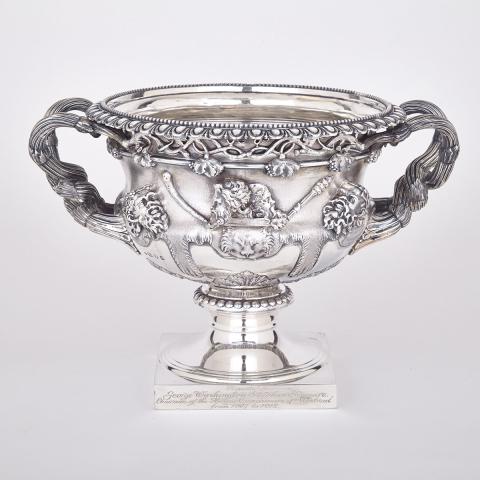 Appraisal: English Silver Warwick Vase Edward Barnard Sons London with entwined