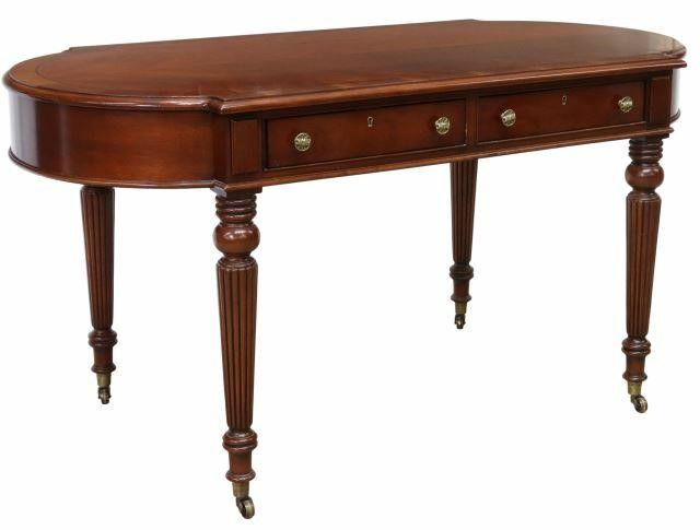 Appraisal: Sheraton style mahogany library table writing desk Hickory Chair Furniture