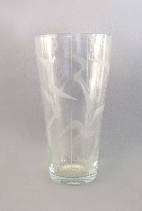 Appraisal: Kosta etched glass vase h