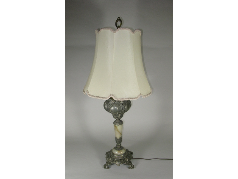 Appraisal: Banquet Lamp converted fluid lamp reticulated silver plate reserve over