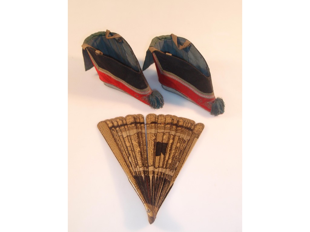 Appraisal: A pair of Chinese silk shoes with tassel toes together