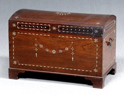 Appraisal: Export ivory inlaid dome top chest mahogany with ebony and