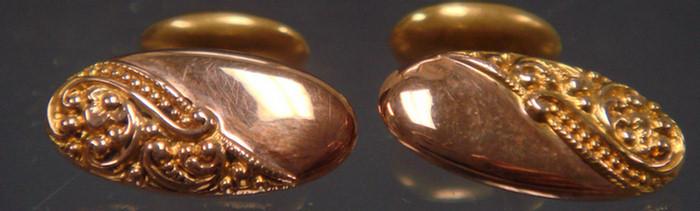 Appraisal: Pair of K Victorian Cuff Links Yellow gold with oval