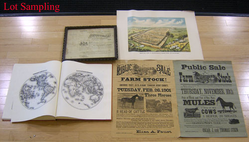 Appraisal: Group of ephemera and prints to include auction advertisement Pennsylvania