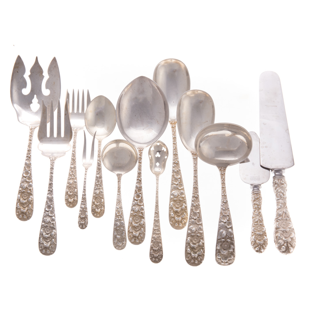 Appraisal: Stieff Forget-Me-Not sterling serving pieces pieces comprising -pc salad set