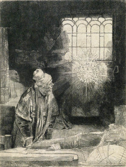 Appraisal: REMBRANDT VAN RIJN Faust Etching and drypoint circa x mm