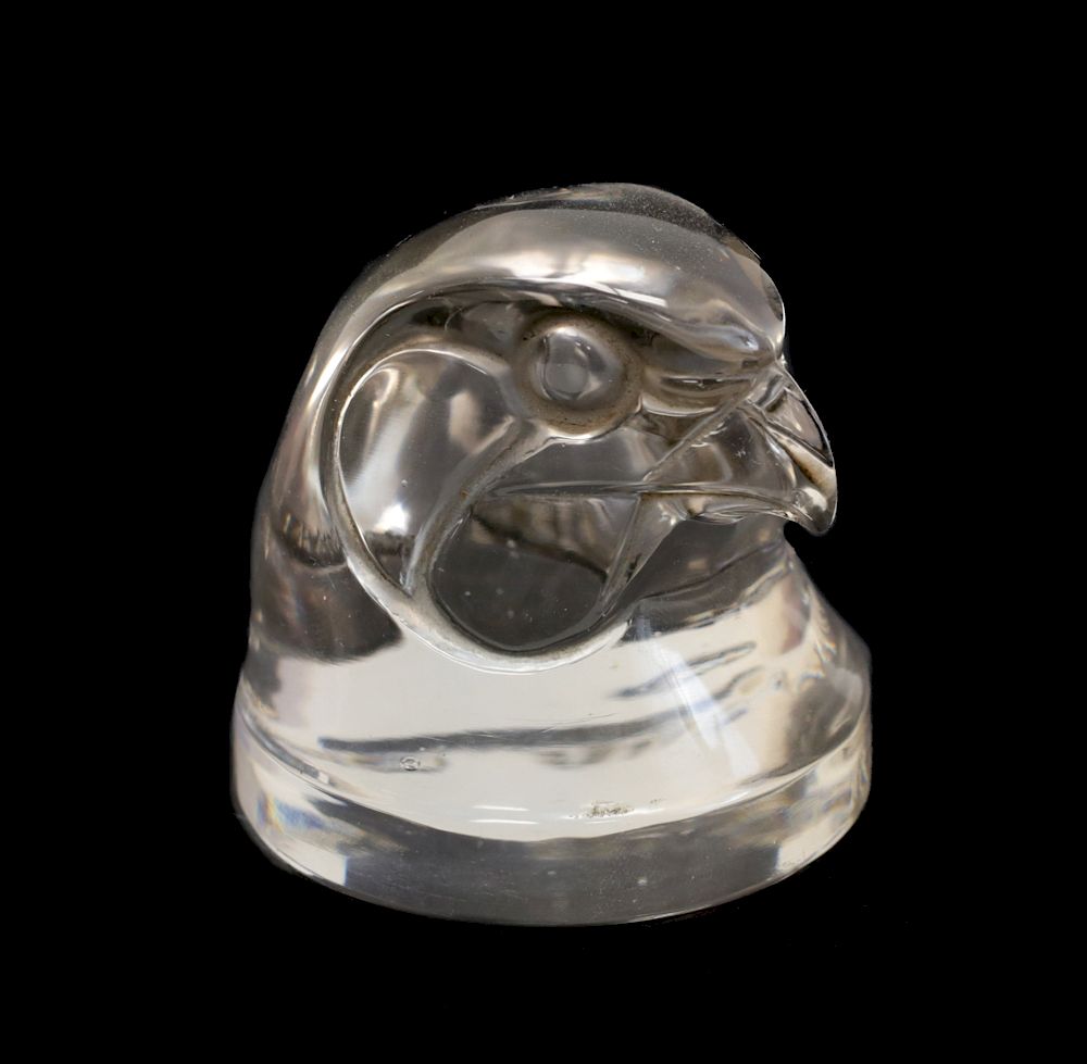 Appraisal: Lalique Tete D'epervier Mascot A clear molded glass mascot of