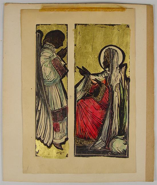 Appraisal: Crite Allan Rohan American - Hand colored woodblock titled The