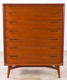 Appraisal: Seven Drawer Tall Dresser Mid-Century modern tall dresser featuring seven