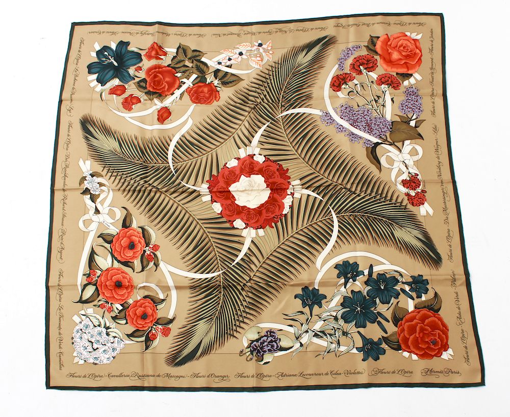 Appraisal: Hermes Fleurs de L'Opera Silk Scarf Hermes silk scarf Fleurs