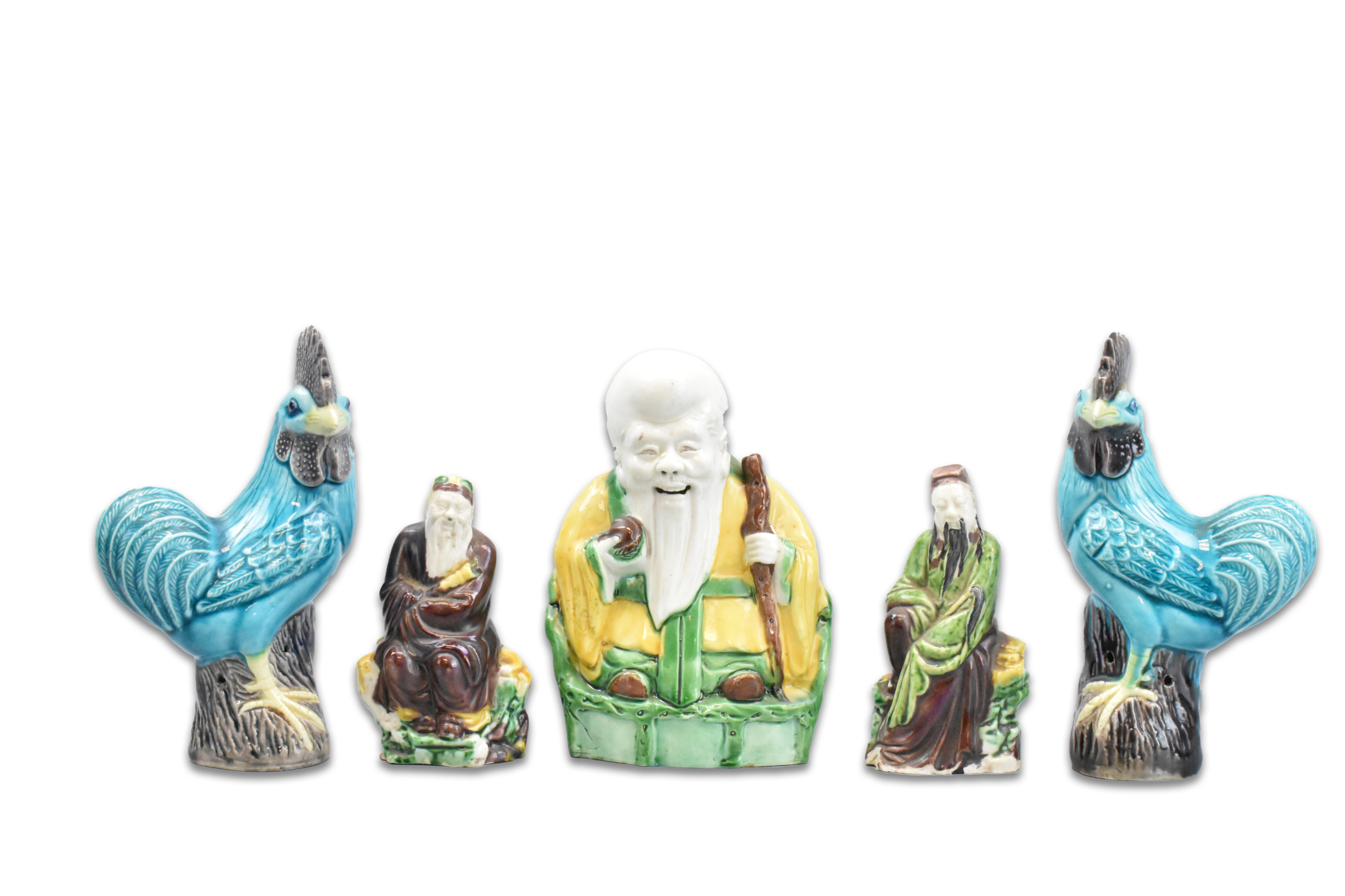 Appraisal: A group of five sancai glazed articles dated from the